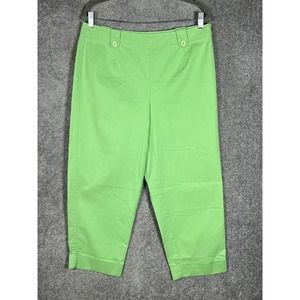 Talbots Stretch‎ Cuffed Hem Ankle Pants Womens Size 12/14 Bright Green Side Zip
